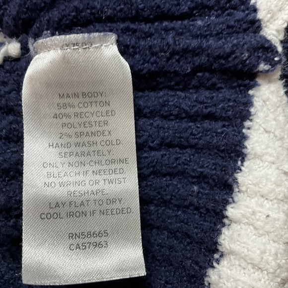 CASLON Cotton Blend Navy / Cream Stripe Vee Neck Pullover Sweater US Sz M - Picture 7 of 8